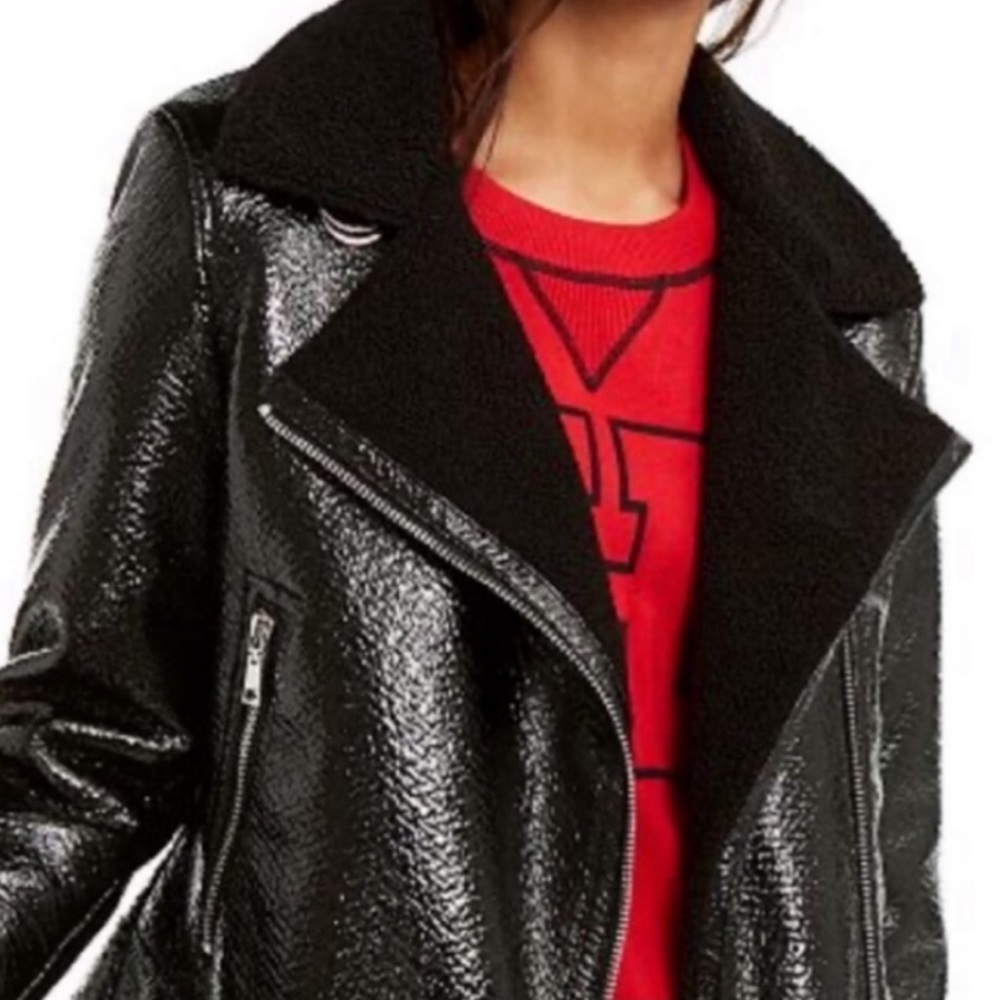 BRAND NEW NEVER WORN Tommy Hilfiger Faux fur trimmed motorcycle jacket